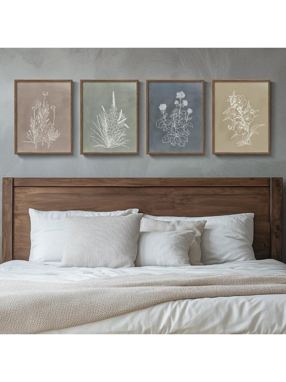 Framed Vintage Boho Botanical Wall Art Print for Bedroom Decor, 11x14 Inches